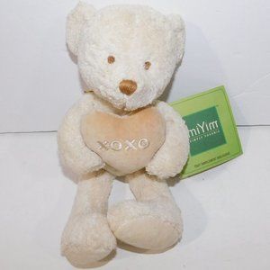 miYim Simply Organic 10" Plush Cream Bear with Heart XOXO Stuffed New with Tag